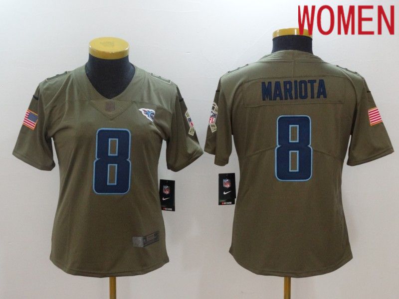 Women Tennessee Titans #8 Mariota Green Nike Olive Salute To Service Limited NFL Jersey